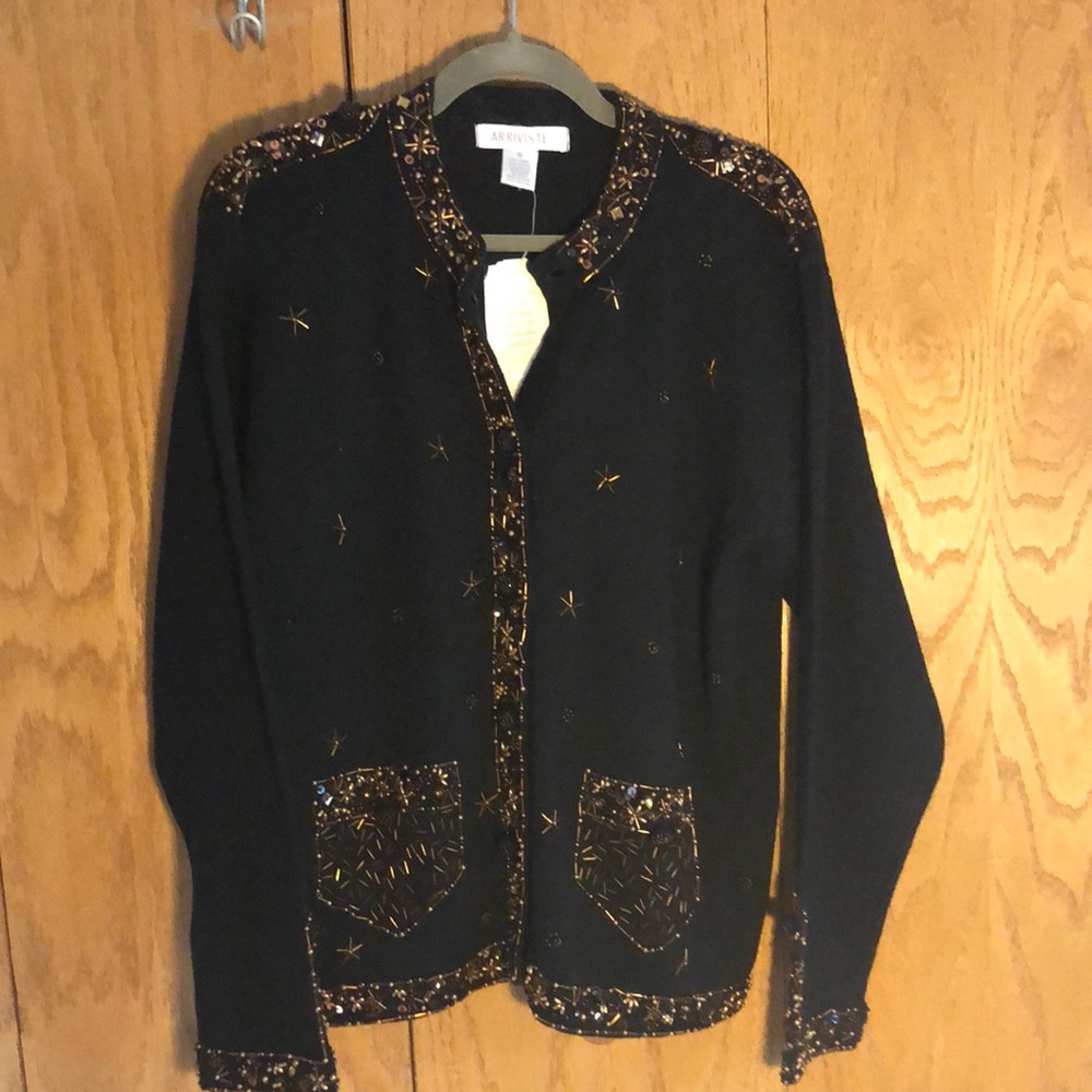 Arriviste Black button down cardigan size XL